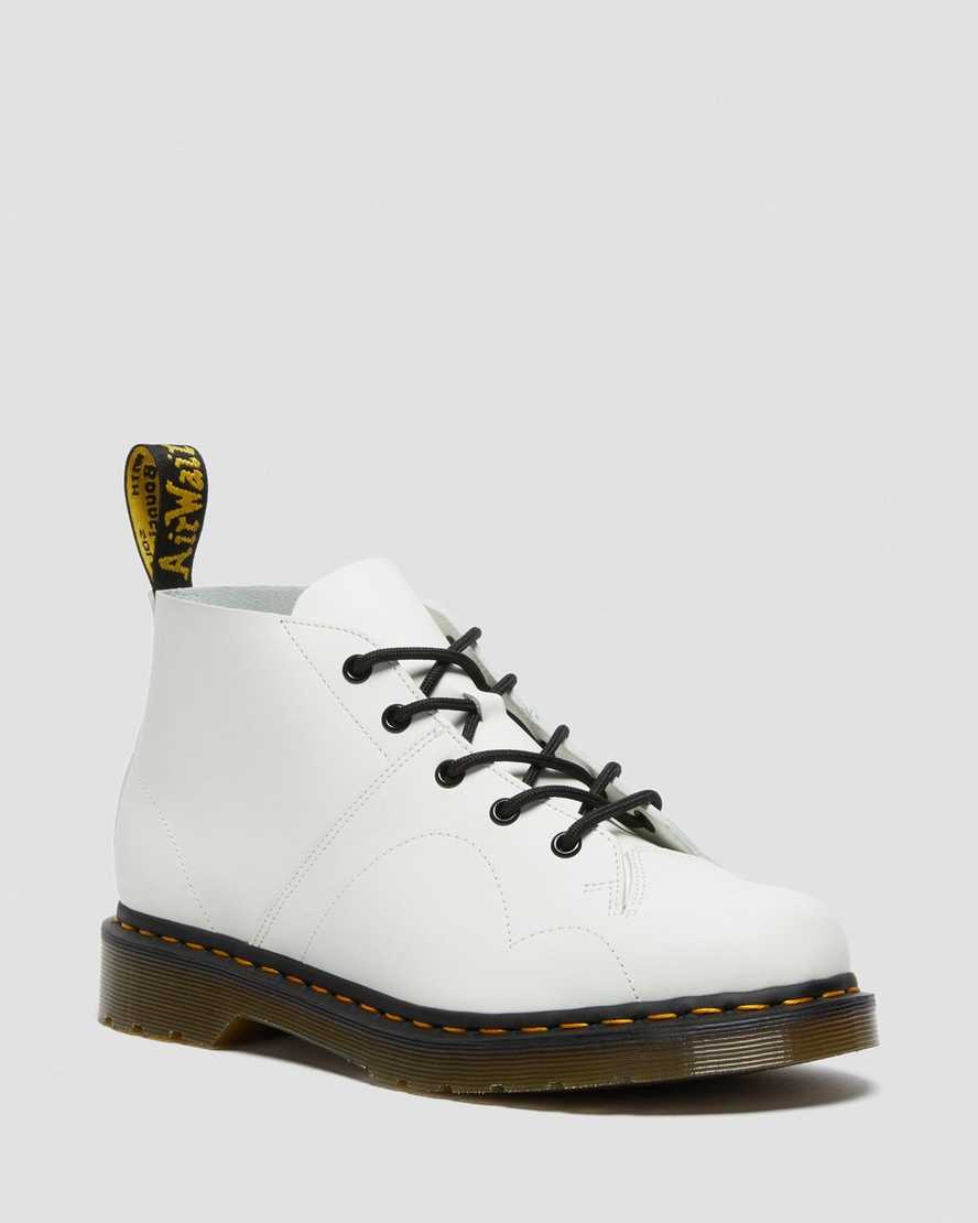 Dr. Martens Church Smooth Lær Lærstøvler Dame Hvite [8745XQMTU]